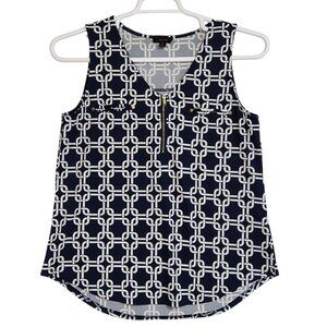 MINE Womens Medium Sleeveless Zipper Accent Blouse